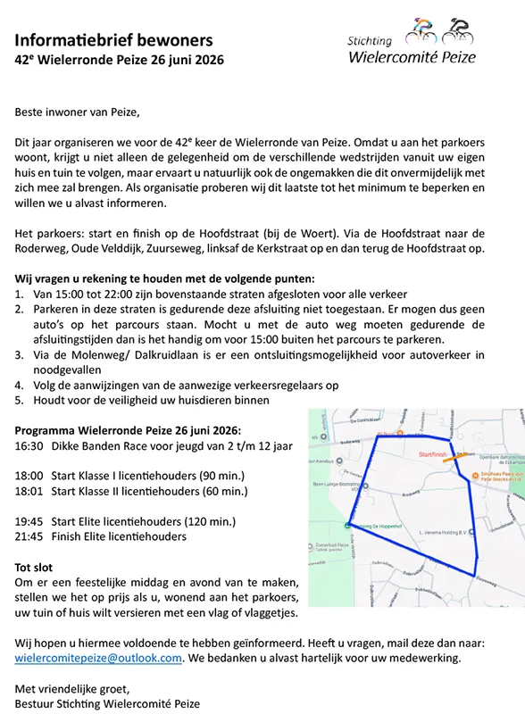 bewonersbrief wielerronde